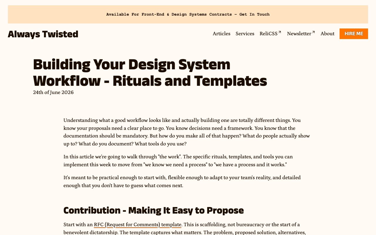 Building Your Design System Workflow — Rituals and Templates